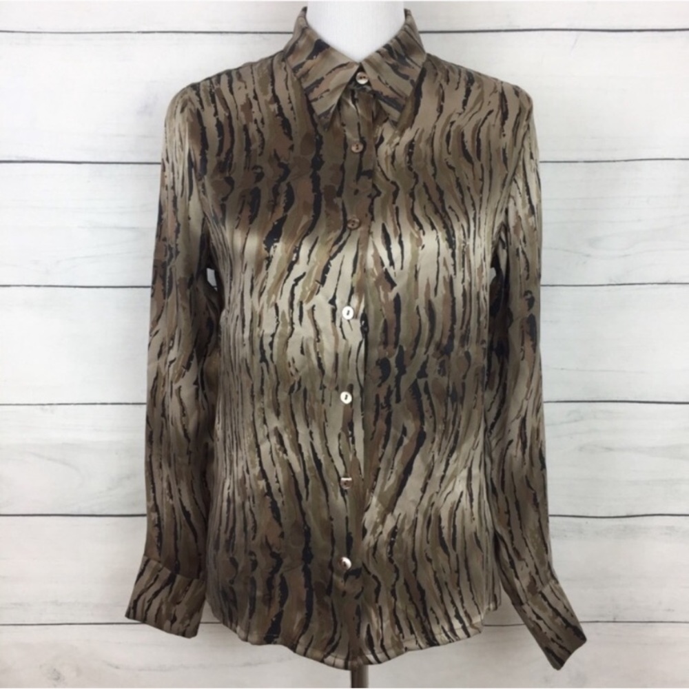 Equipment Printed Silk Button-Down Blouse - image 1